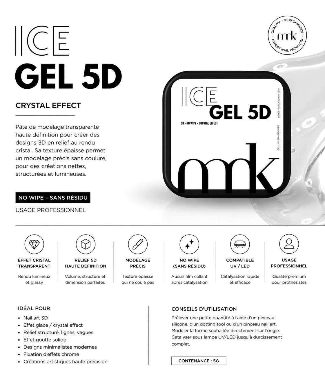 ICE GEL 5D - CLEAR MODELAGE- 50g (Copie)
