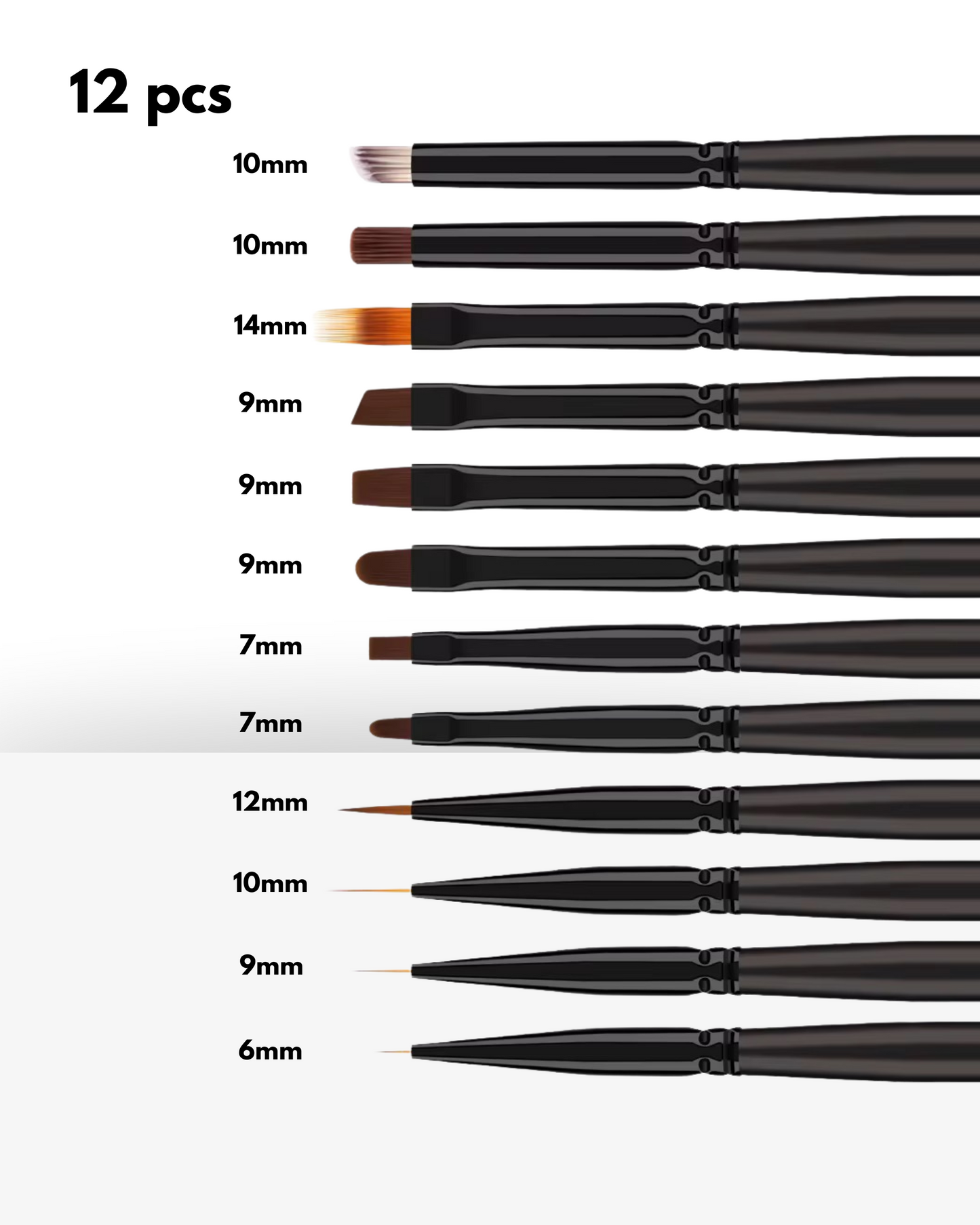 BRUSHES KIT 12pcs - NAIL ART